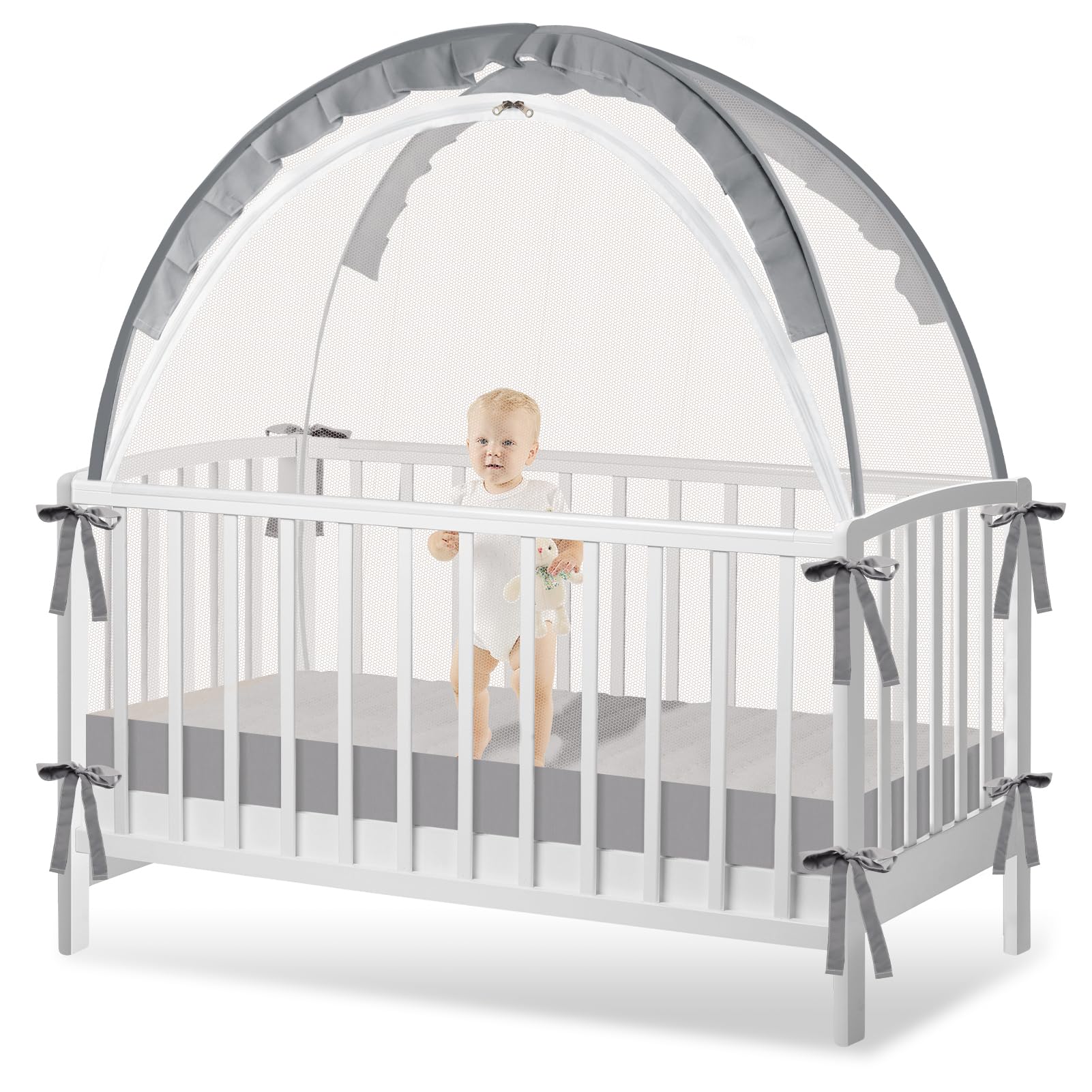 Zkaitoy crib tent pop-up design enables fast, secure setup for hassle-free nap time.
