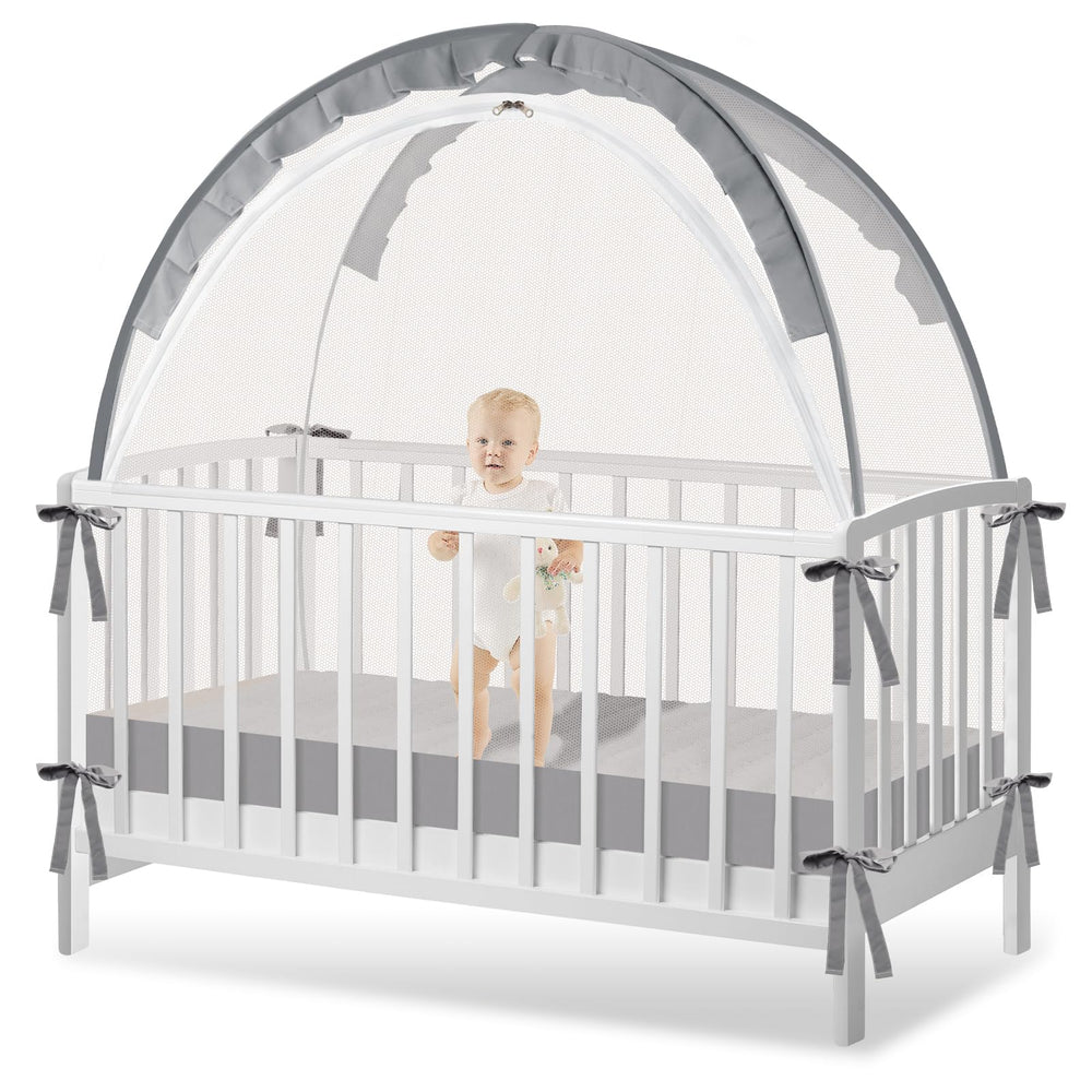 Zkaitoy crib tent pop-up design enables fast, secure setup for hassle-free nap time.