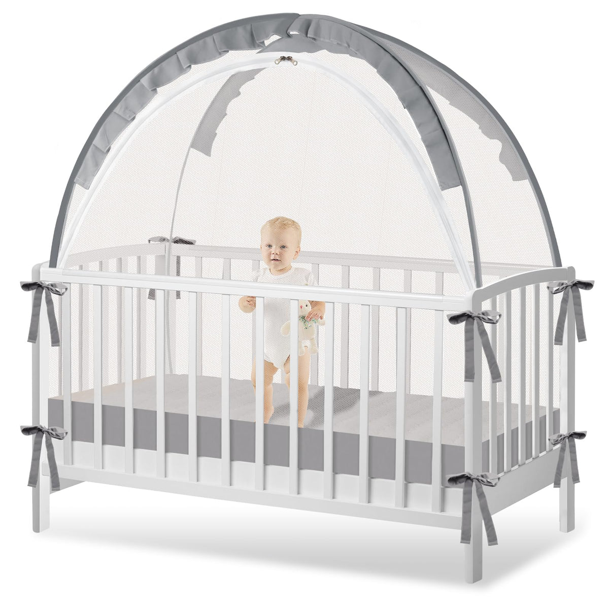 Zkaitoy crib tent pop-up design enables fast, secure setup for hassle-free nap time.