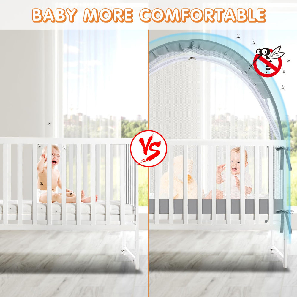 Zkaitoy crib tent visible mesh lets you monitor baby from across the room.