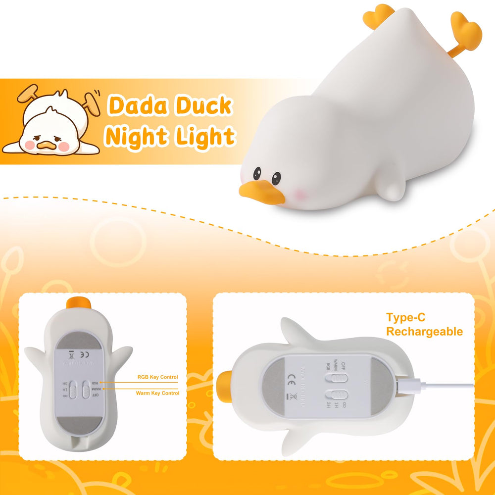 ZKLiLi USB-charging duck light for portable bedside illumination.