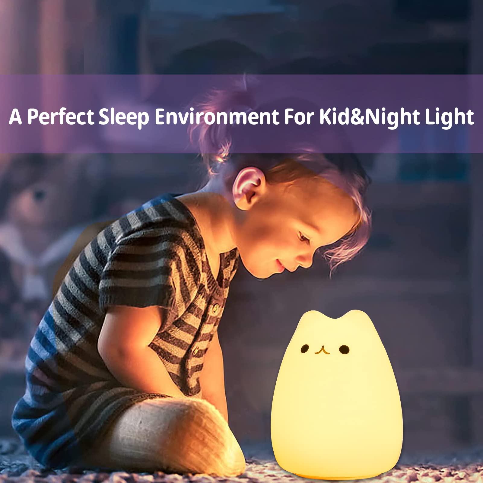 ZKLiLi warm yellow glow cat light creates a cozy bedtime atmosphere