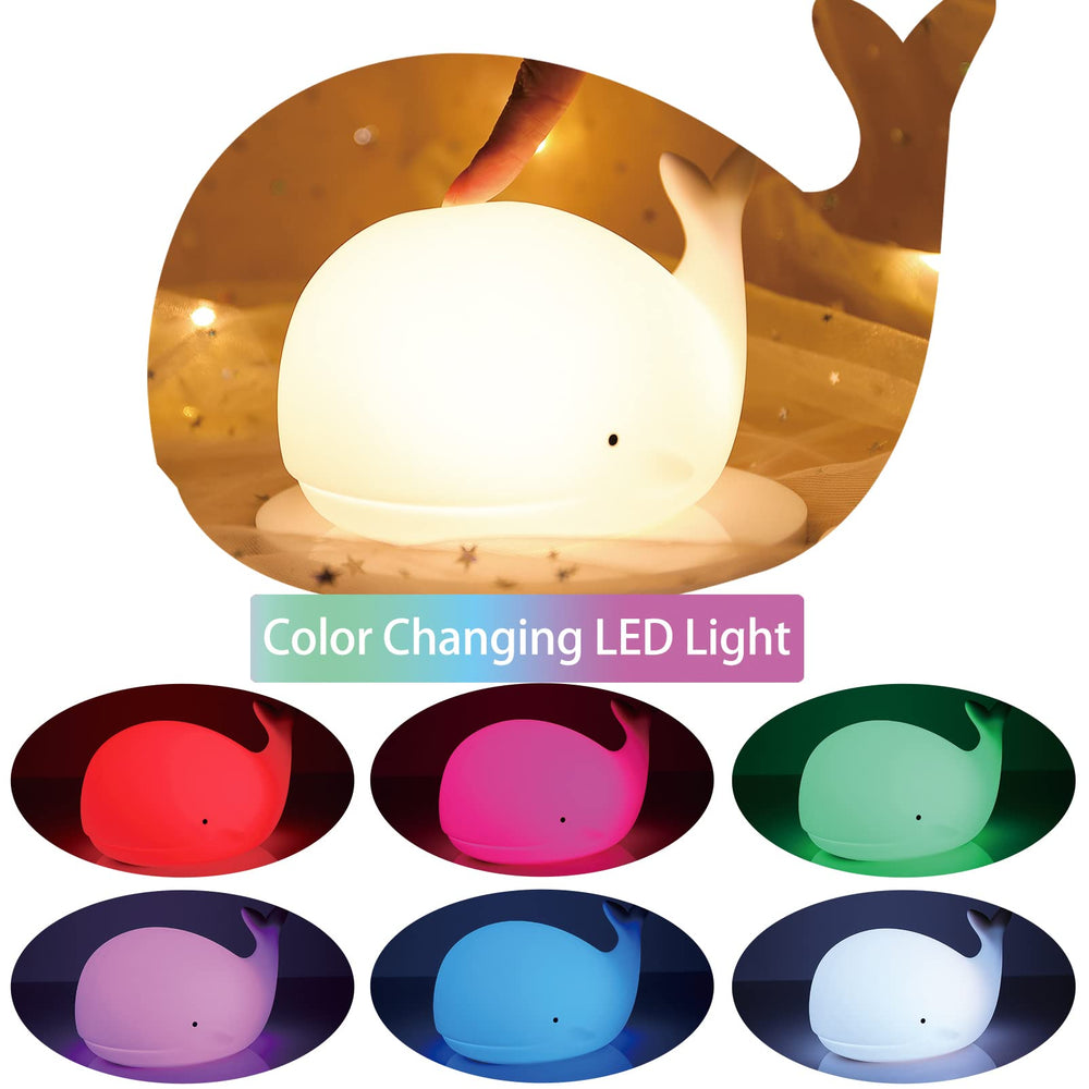 ZKLiLi whale night light USB rechargeable for cordless use.