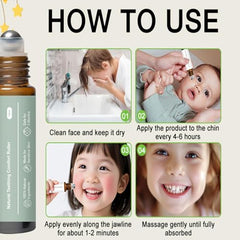 ZL7QHSE Teething Roller ingredients: coconut and chamomile for a soothing feel.