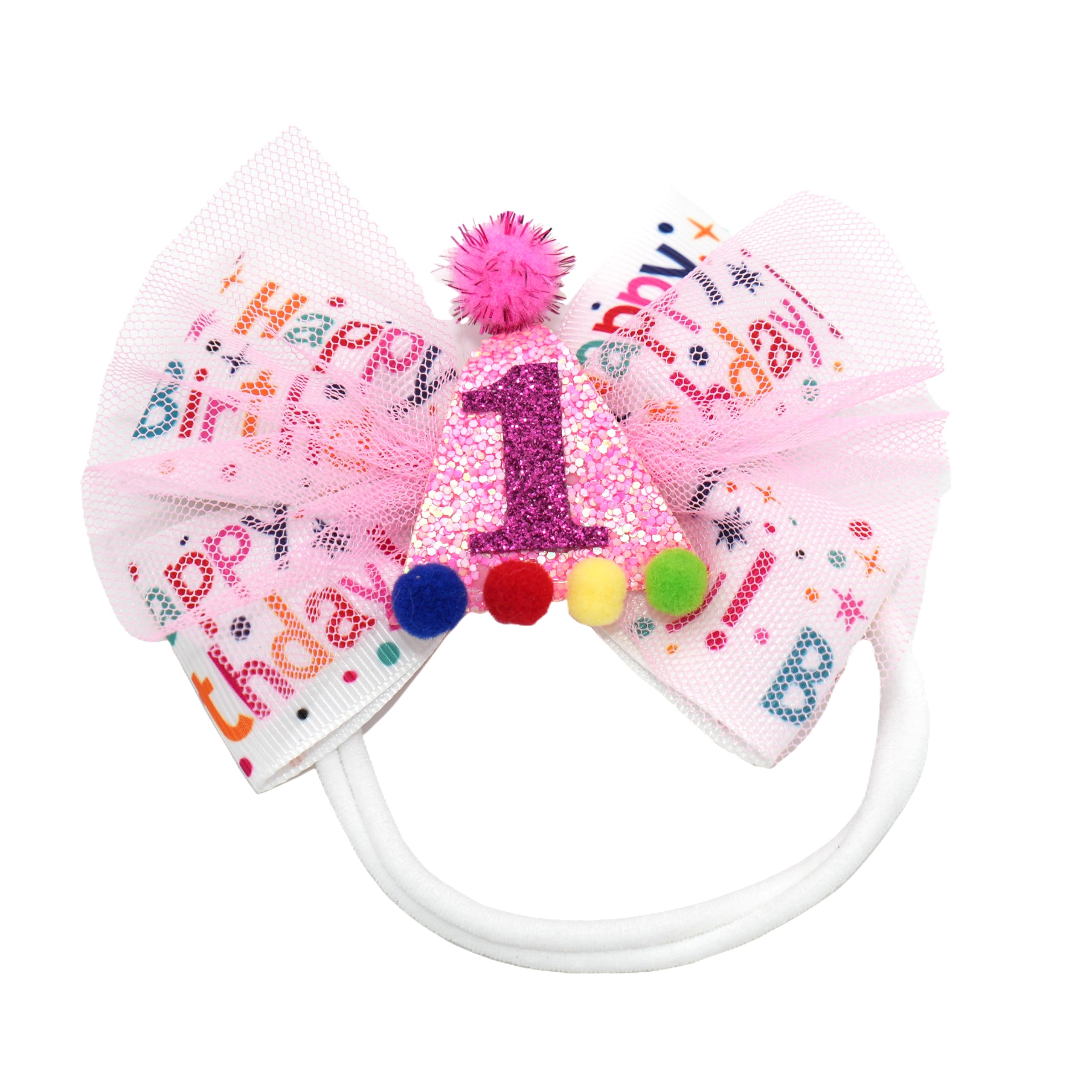 Zlwse birthday bow with glitter ice cream motif for festive photos.