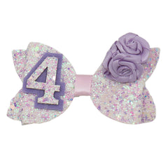 Zlwse birthday bow with purple rose enhances photoshoots and party outfits for baby girls.
