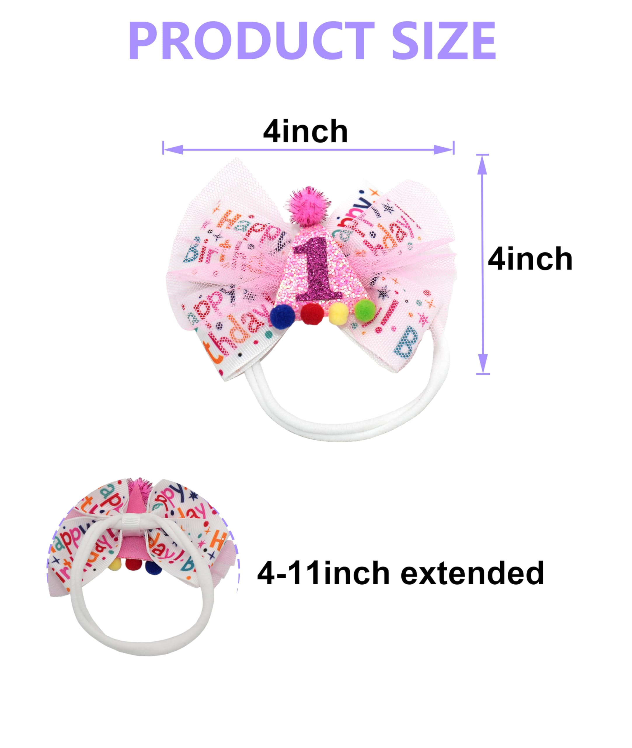 Zlwse birthday bow on a soft nylon band for secure wear.