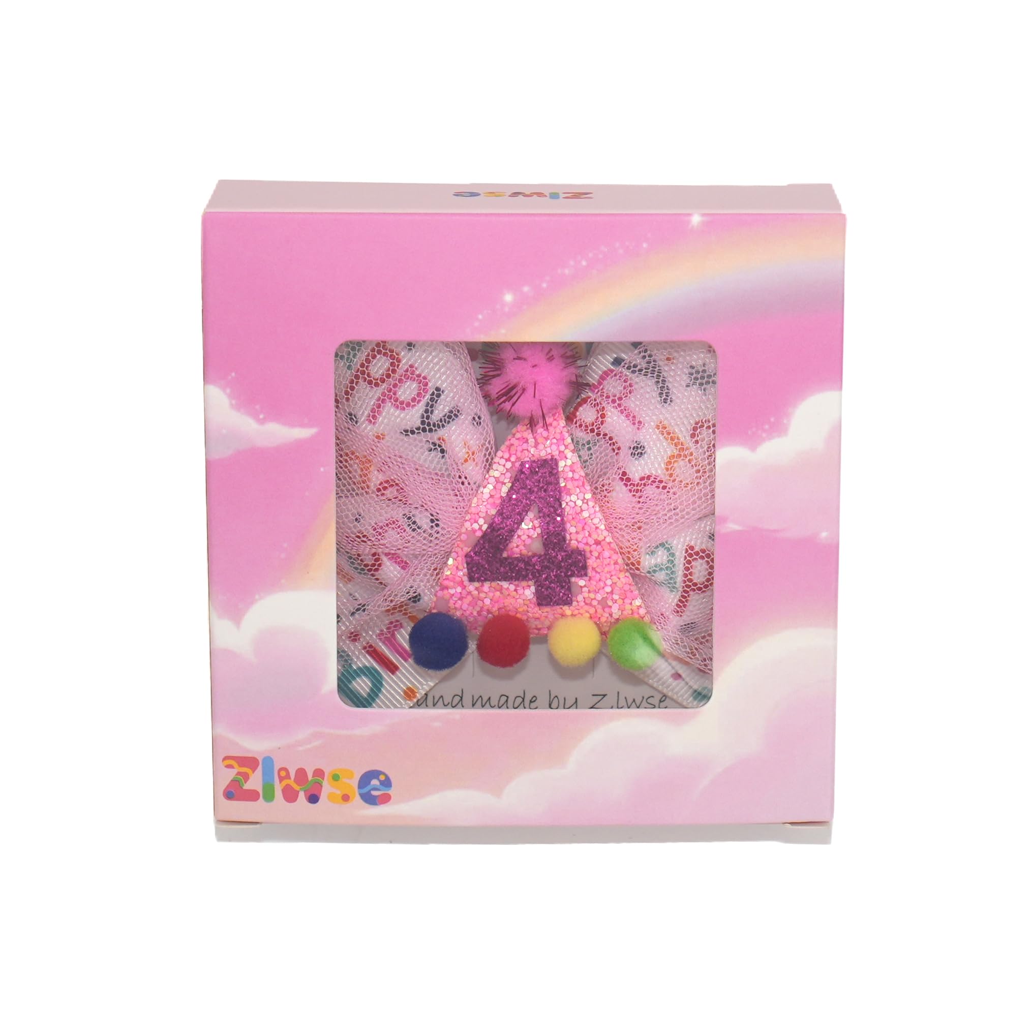 Zlwse birthday hair bow gift-packaging ready, ideal for party favors or photos.