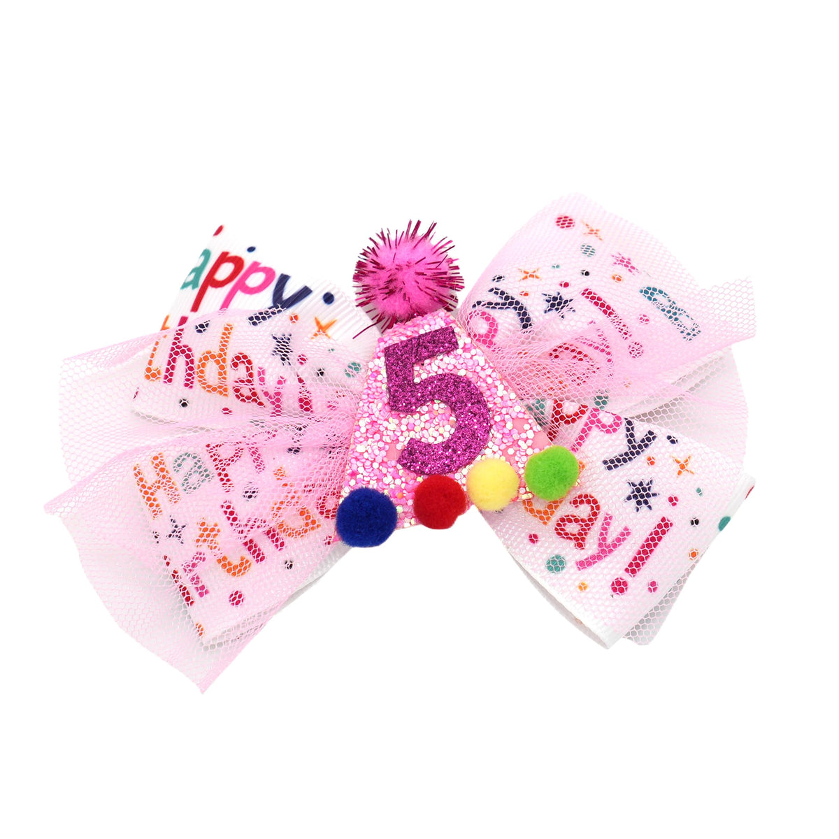 Zlwse birthday hair bow glitter close-up for party photos.