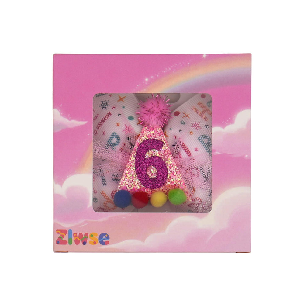 Zlwse Birthday Hair Bow in party photo setup brightens the little one's look.
