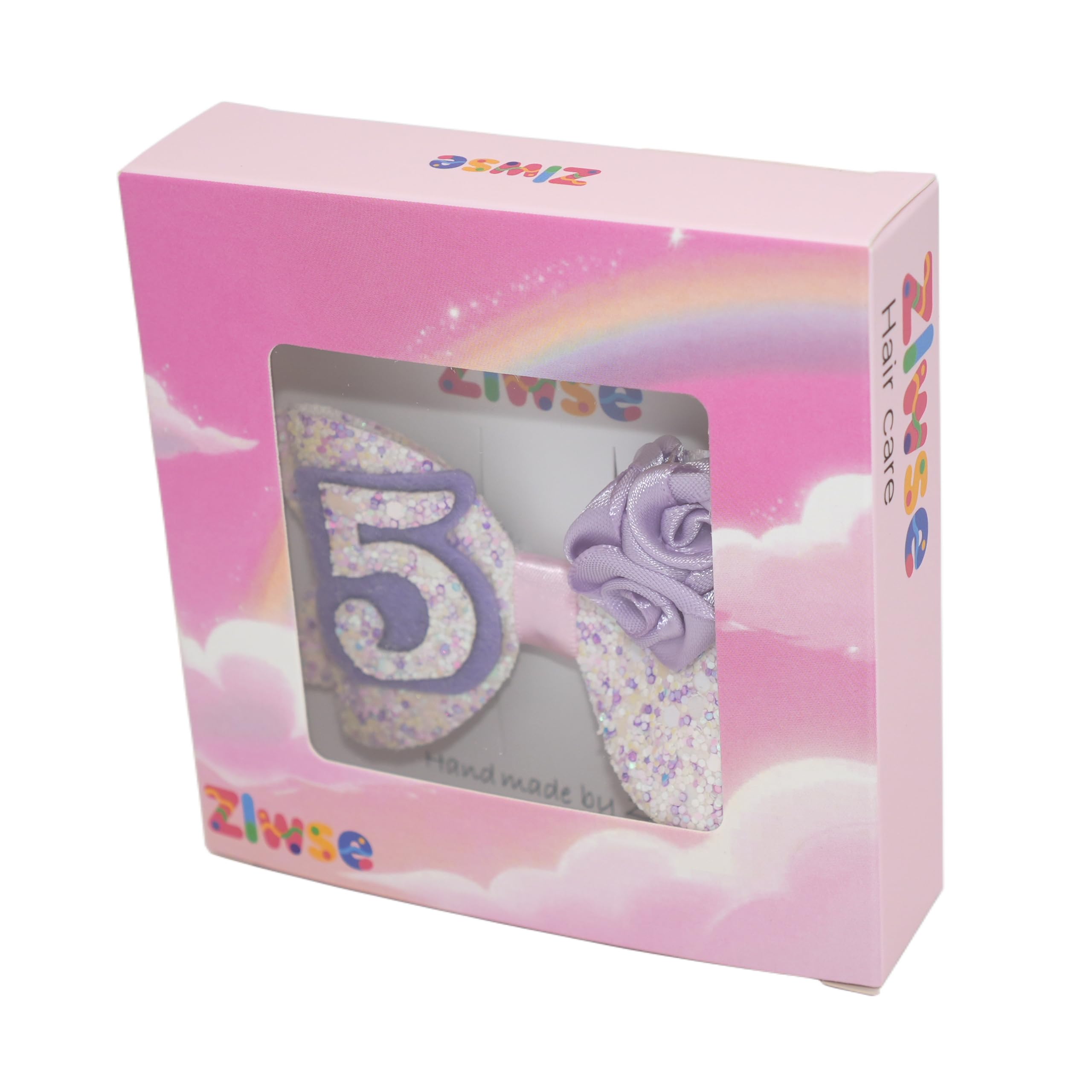 Zlwse birthday bow shown on hair for picture-perfect moments