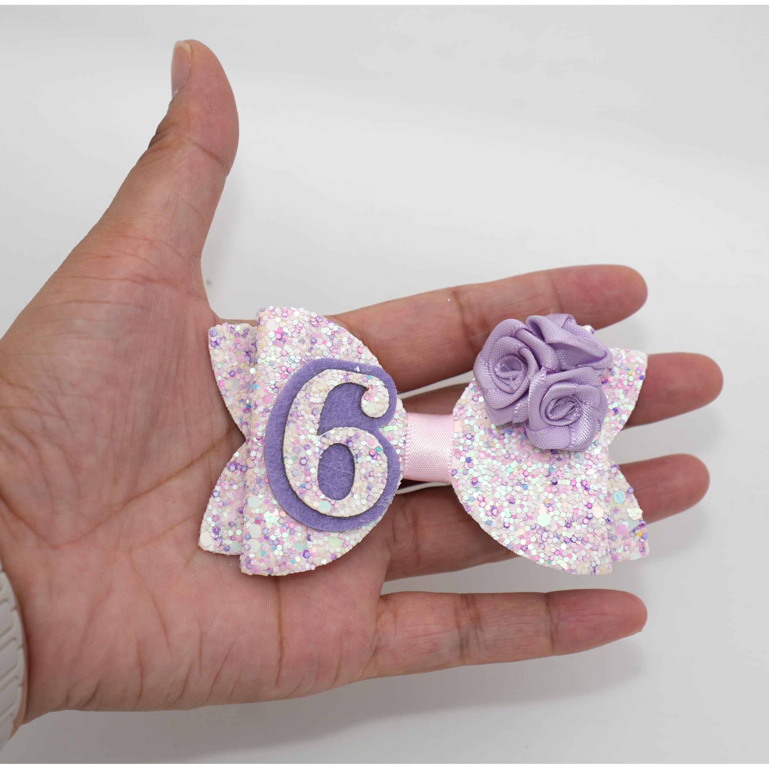 Zlwse handmade birthday bow with glitter detail enhances photoshoots