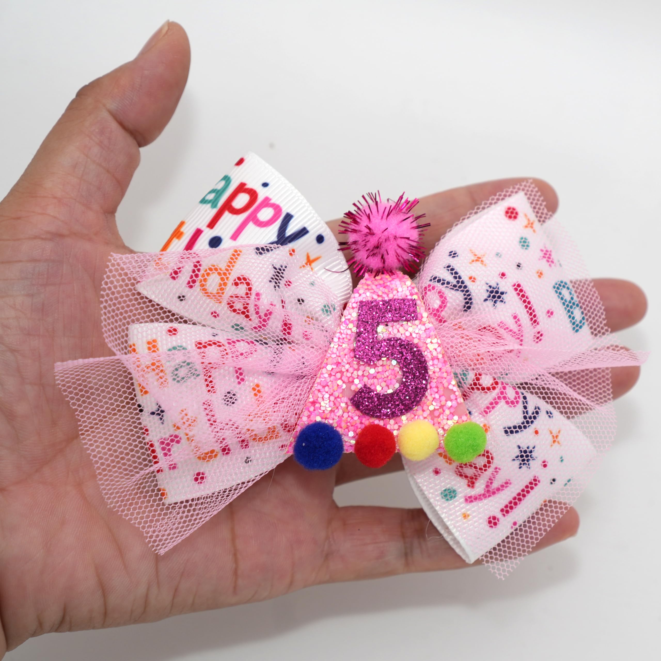 Zlwse sprinkle bow on toddler, perfect for birthday outfits and photos.