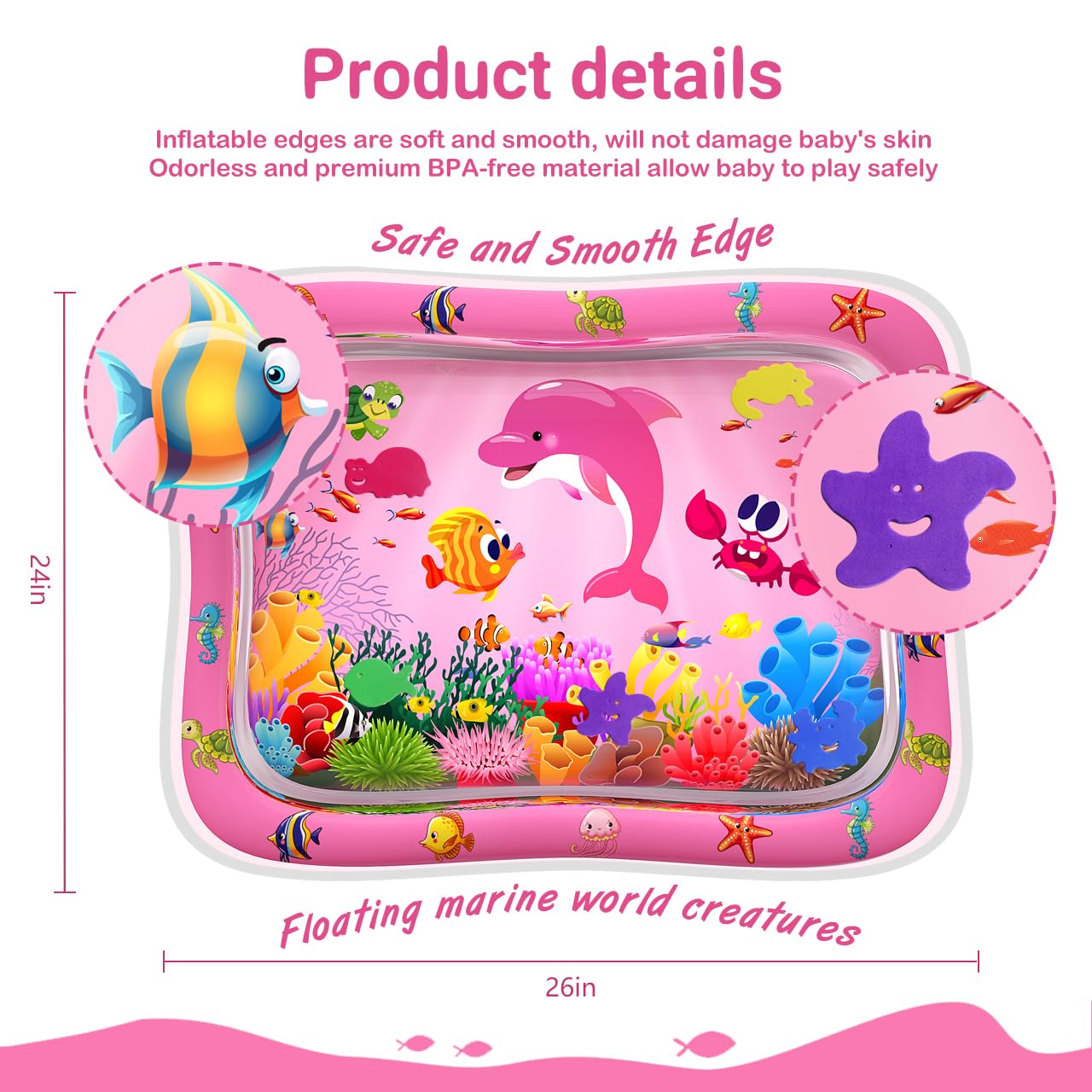 ZMLM baby tummy time mat soft edge leakproof design helps safe play