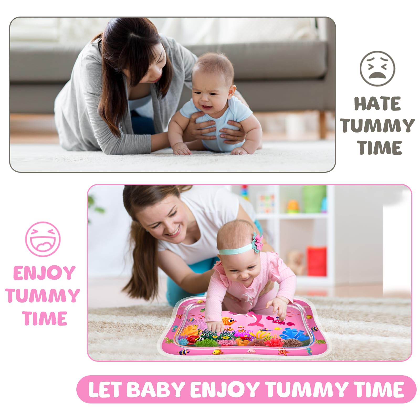 ZMLM water mat pink with floating animals enhances sensory play opportunities