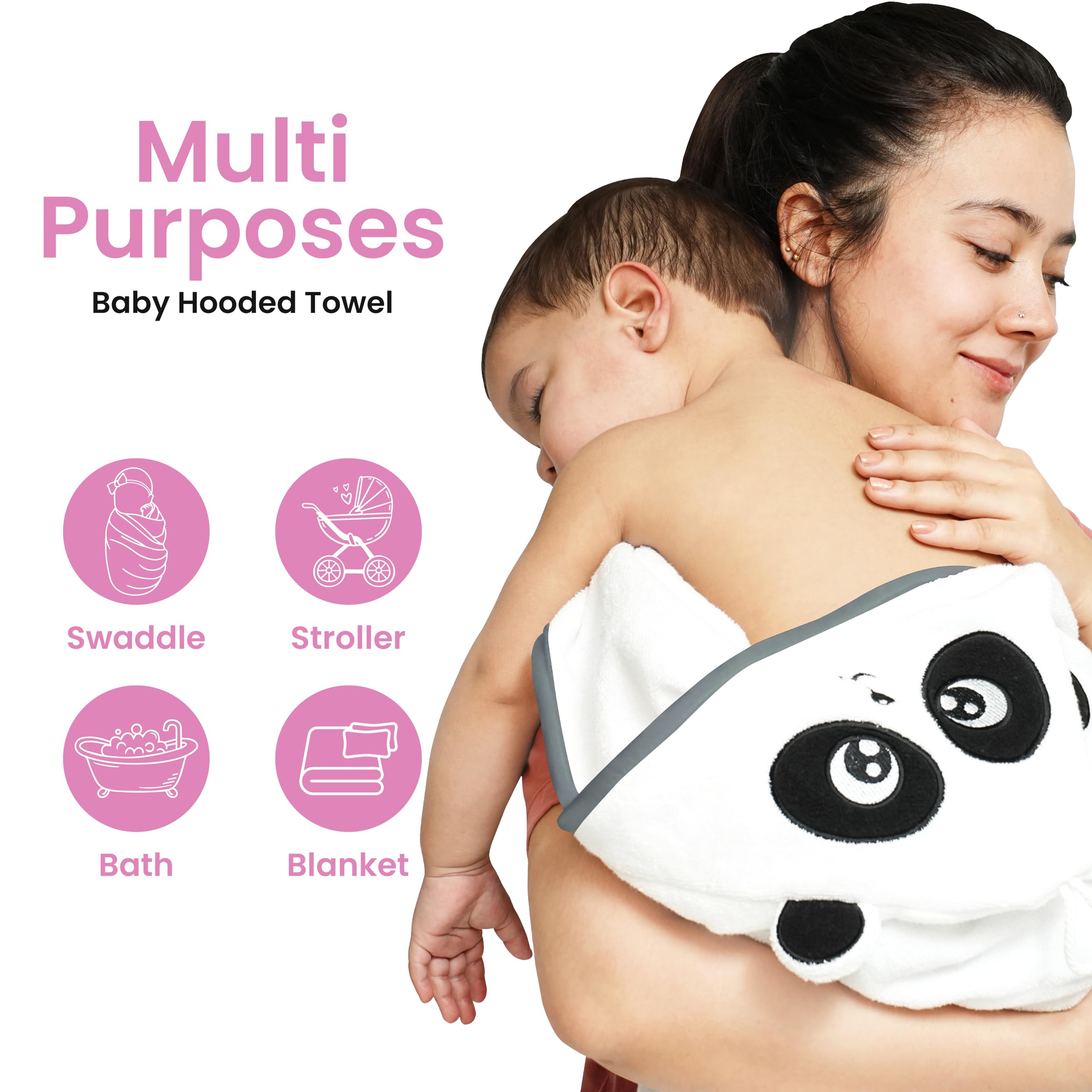 Zoane Creations hooded towel after-bath wrap giving warm, cozy post-bath comfort.