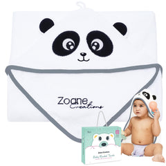 Zoane Creations hooded baby towel front view, ultra-soft and gentle for newborn baths.