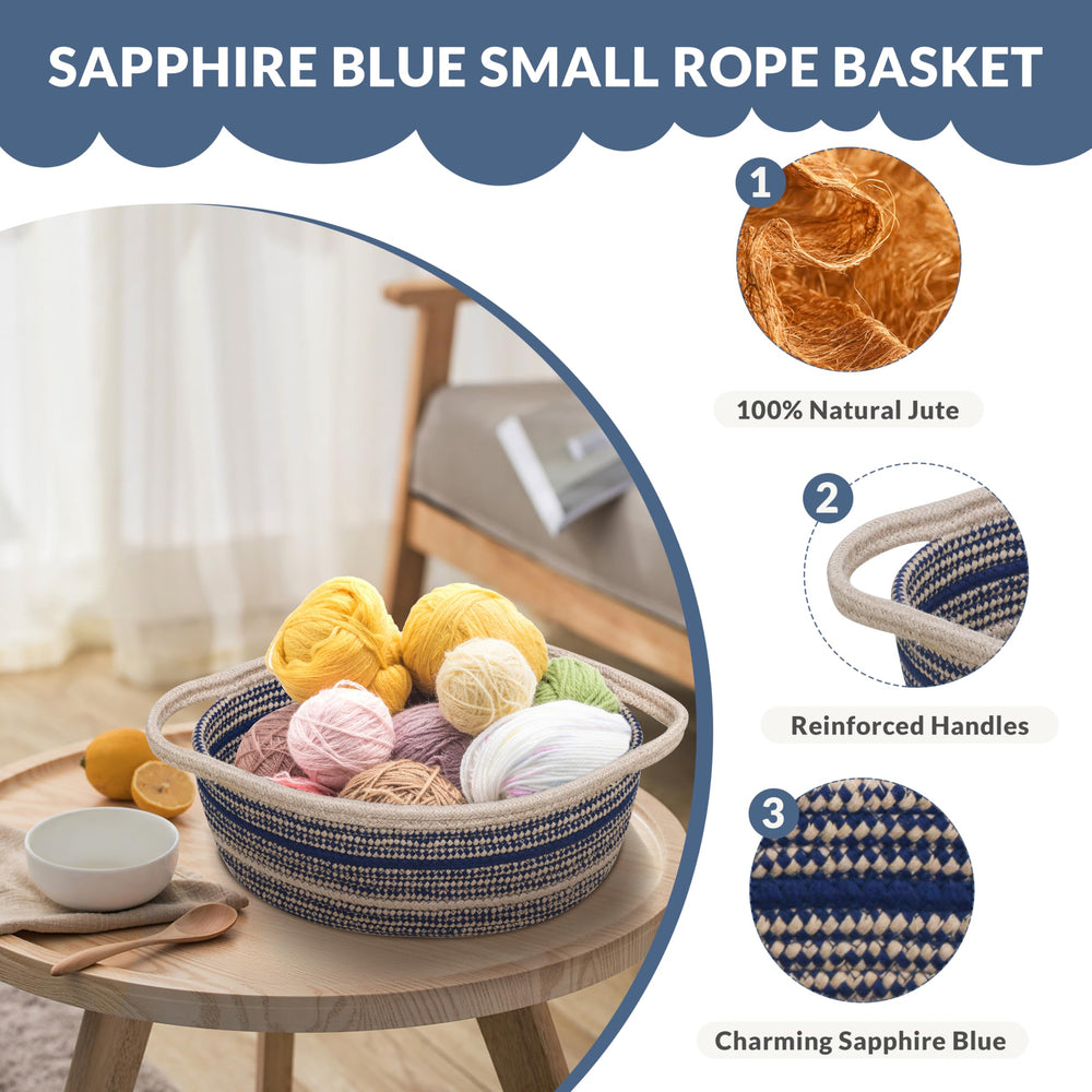 ZOES HOMEWARE handcrafted rope basket with unique stitching details, perfect for pet toys or small items