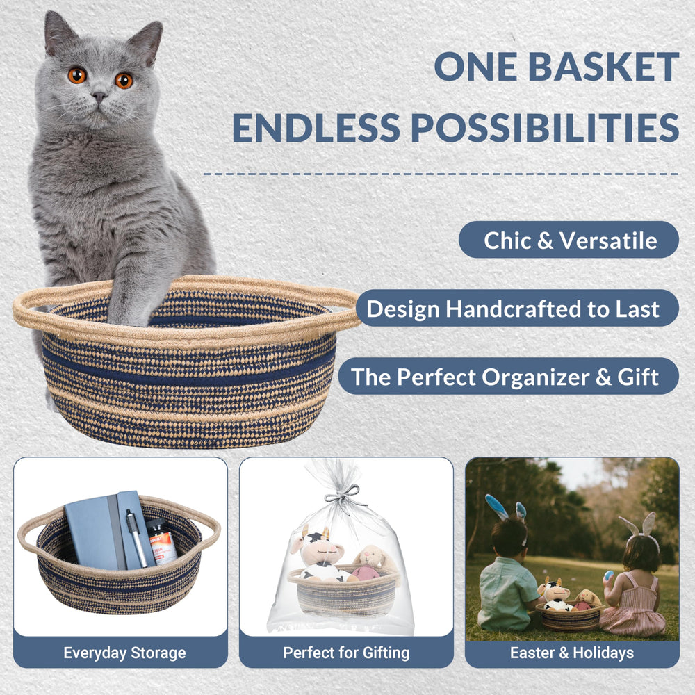 ZOES HOMEWARE small basket with sturdy handle, easy to grab and move between rooms