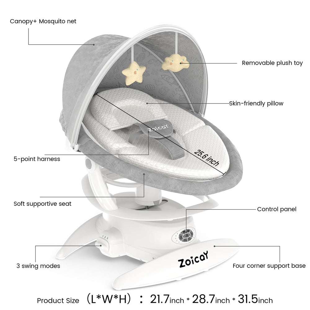 Zoicay swing at five speeds for customizable motion