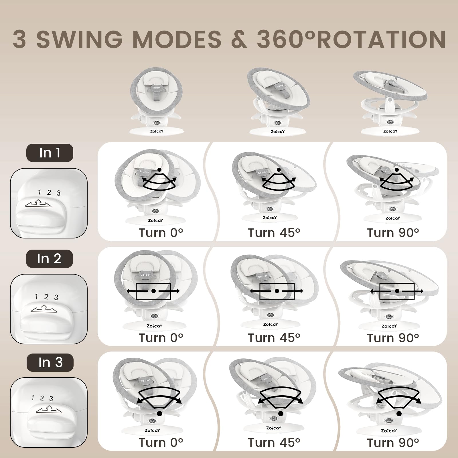 Zoicay baby swing in stationary seat mode for calm moments