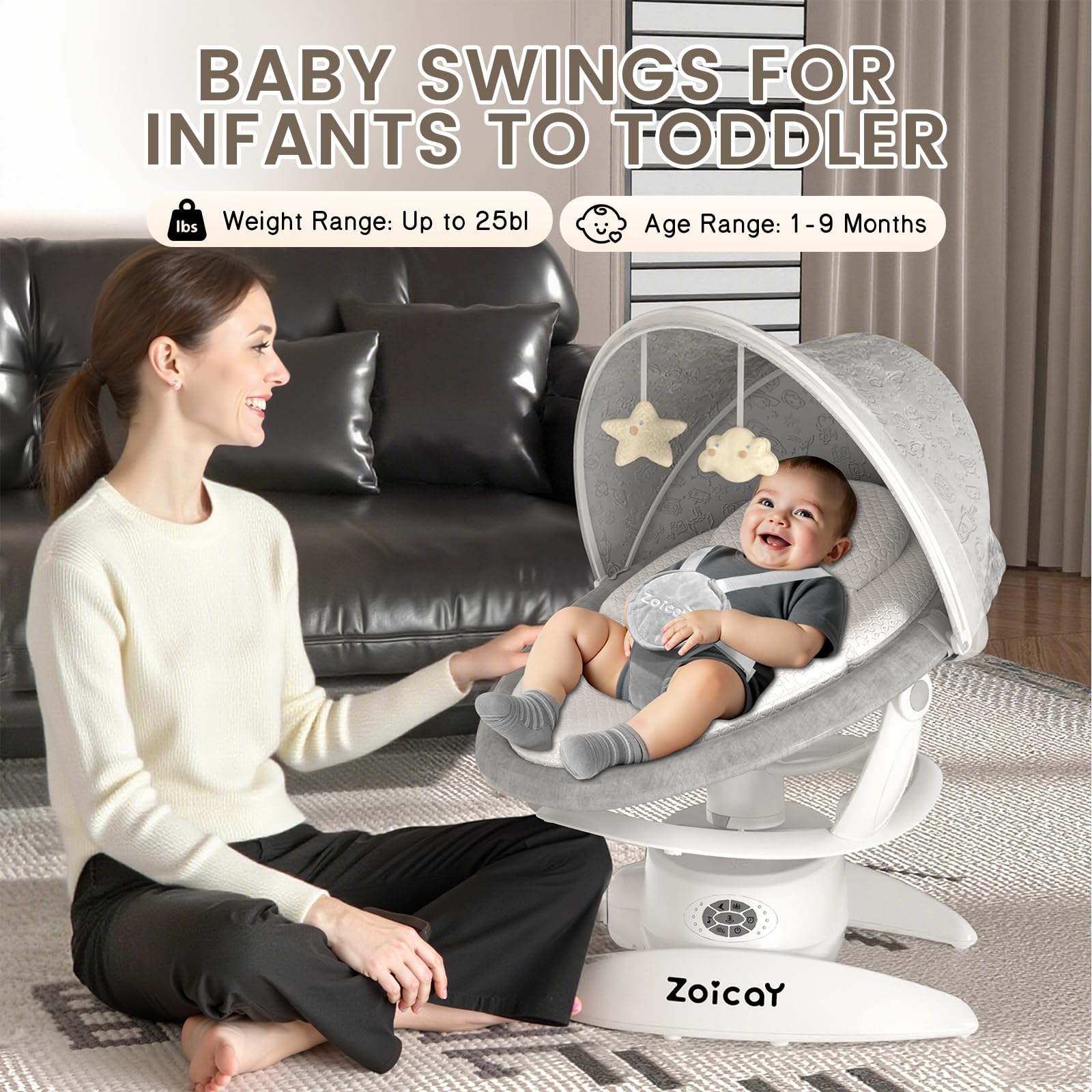 Zoicay swing connected via Bluetooth for personalized music
