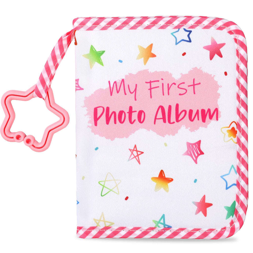 ZOIIWA Baby's My First Family Album cover in pink stars, a keepsake for baby memories.