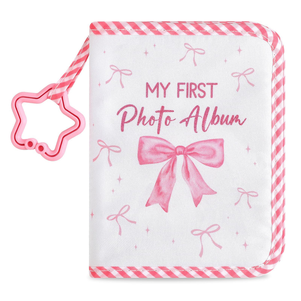 ZOIIWA baby photo album pink bow cover, timeless keepsake for newborn memories.