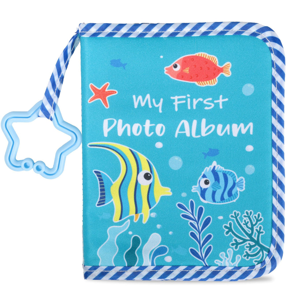ZOIIWA Baby's First Family Album cover in blue sea animals for keepsakes