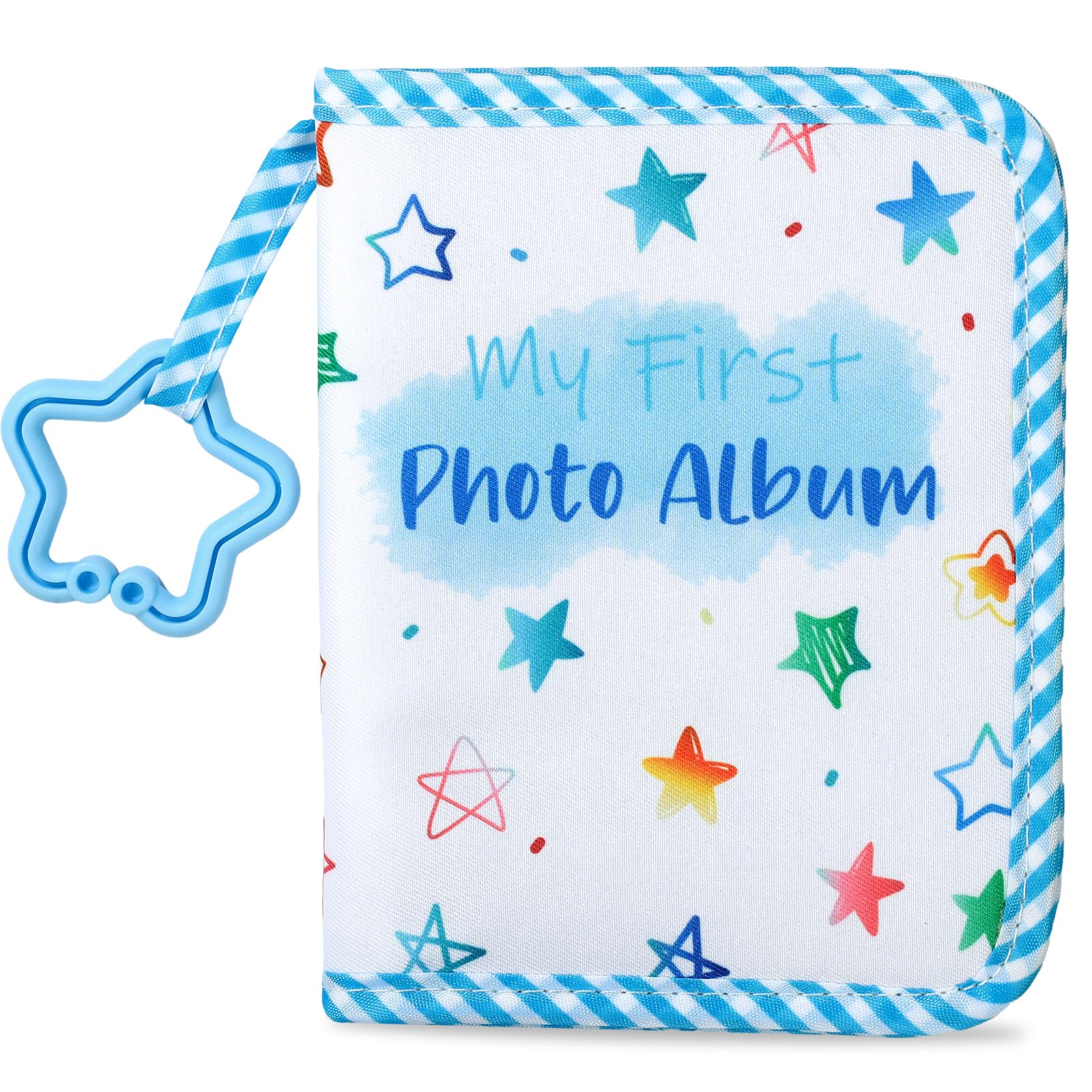 ZOIIWA Baby's My First Family Album cover in blue stars, soft-touch finish