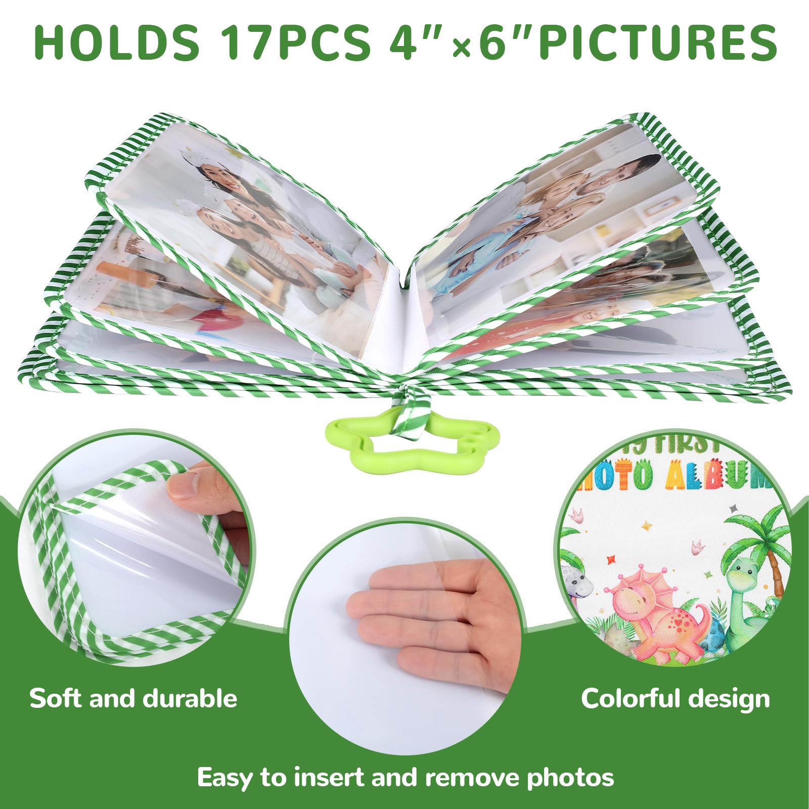 ZOIIWA album dimensions 7.1x5.5 inches, soft-touch material gentle on baby's skin