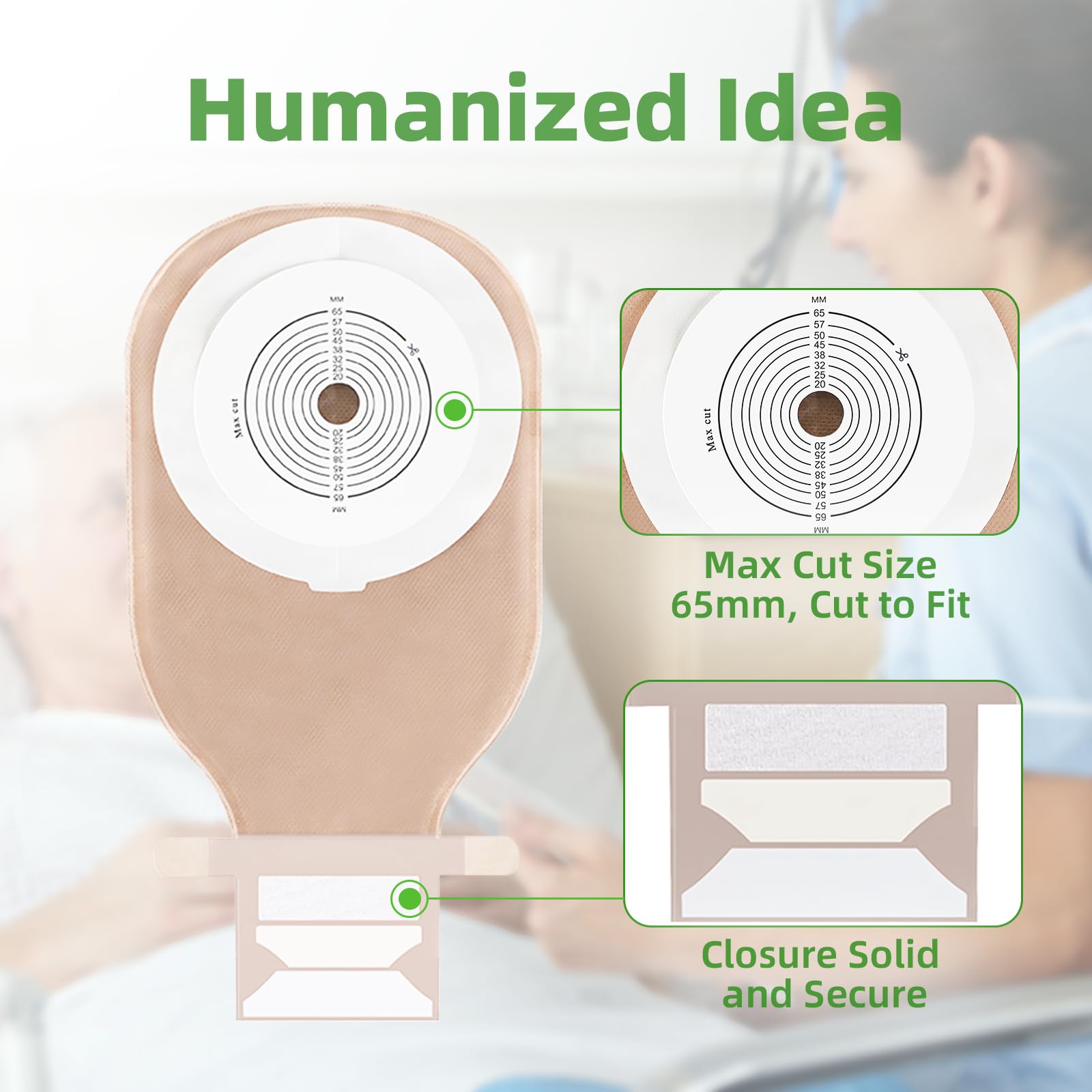 ZOLIQUEX stoma-measurement-card included enables accurate cutting for a better seal
