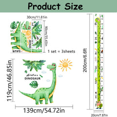 Zolrivo dinosaur wall decal height chart center with friendly dinosaur illustration.