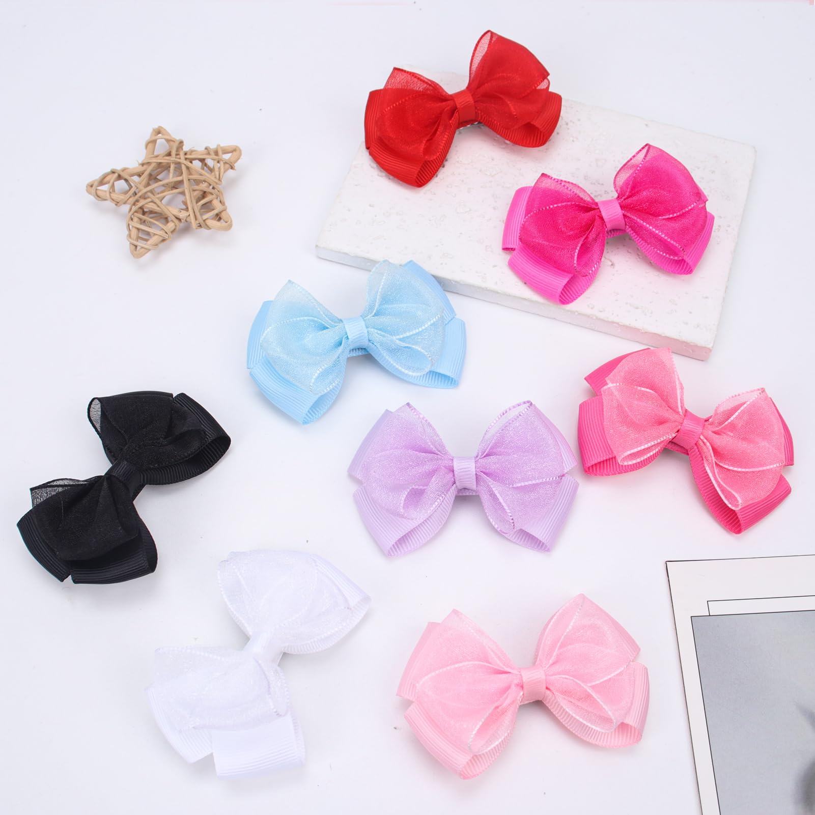 Zolyco Tiny 3-Inch Organza Double Bow Clip for cosplay and festive events