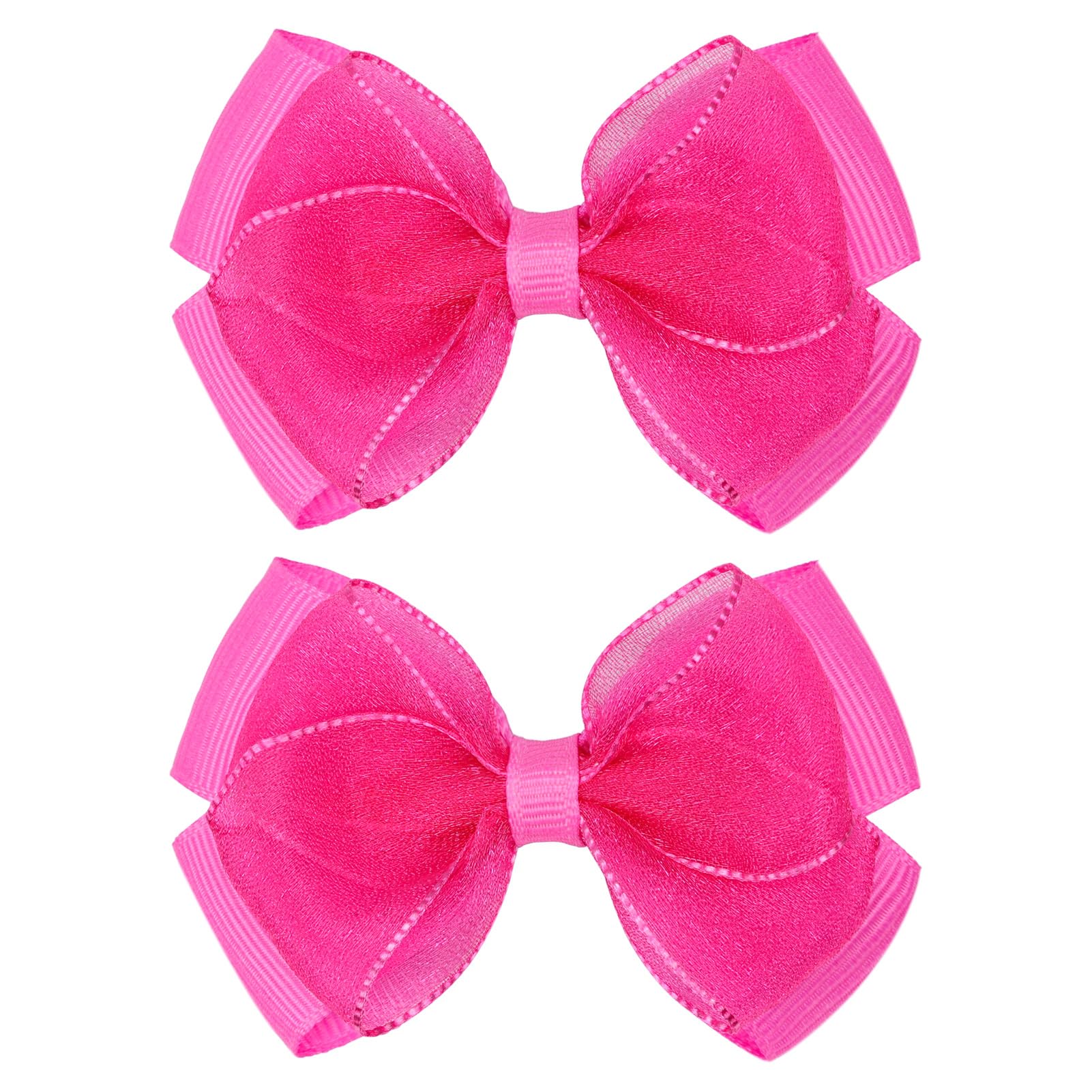 Zolyco Tiny 3-Inch Organza Bow Clip in deep hot pink, gentle, secure grip.
