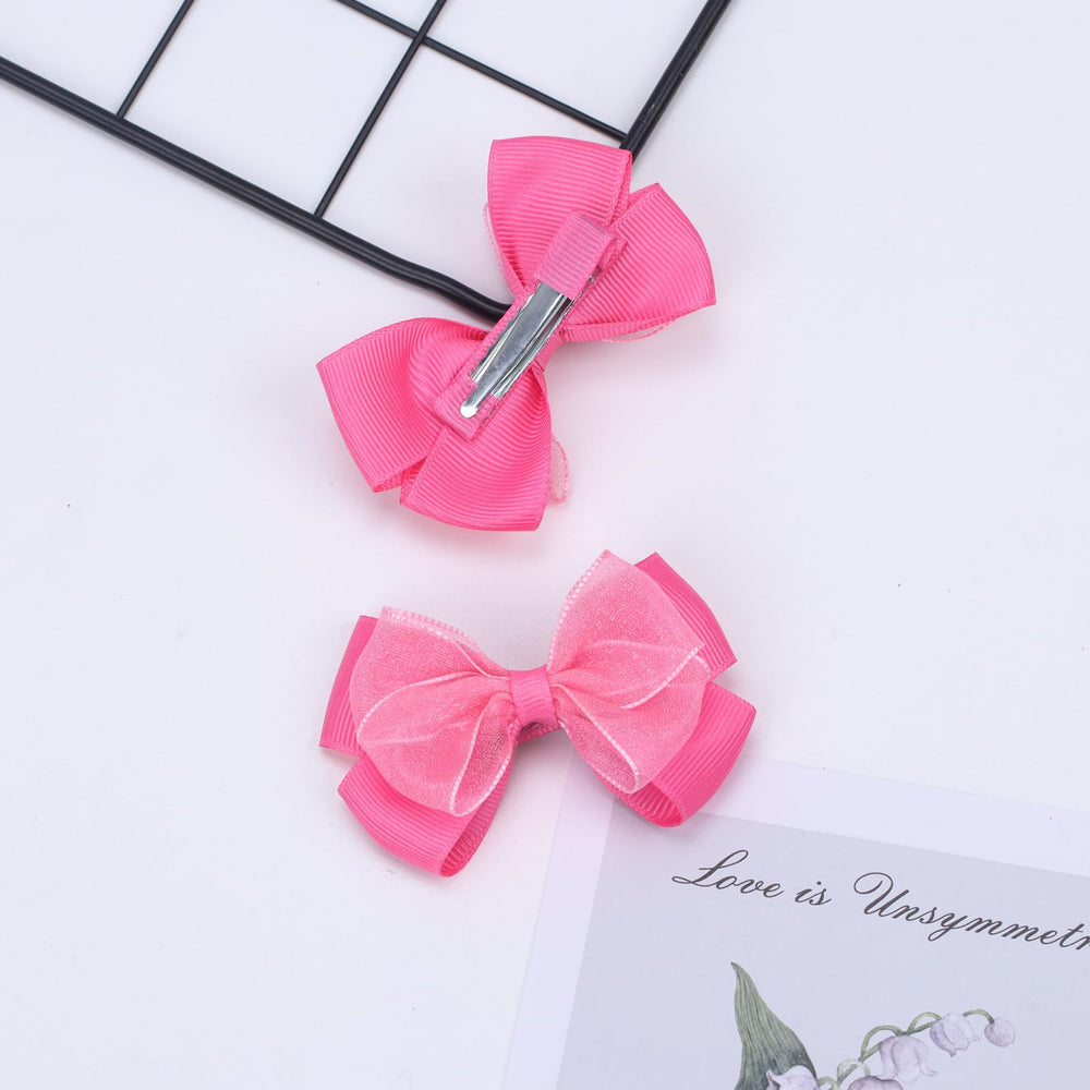Zolyco Tiny 3-Inch Organza Double Bow Clip complements party outfits
