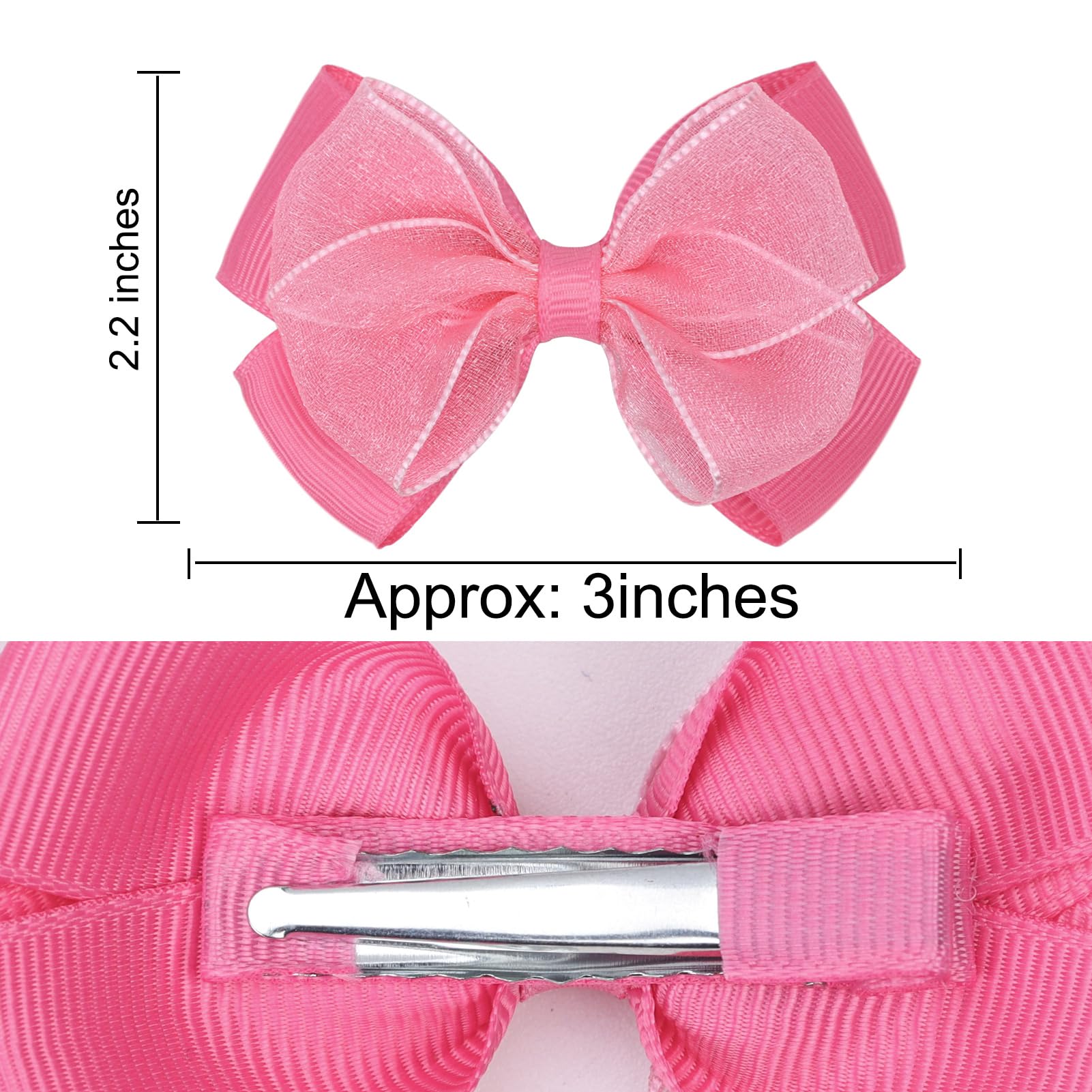 Zolyco Tiny 3-Inch Organza Double Bow Clip for ponytails, secure grip