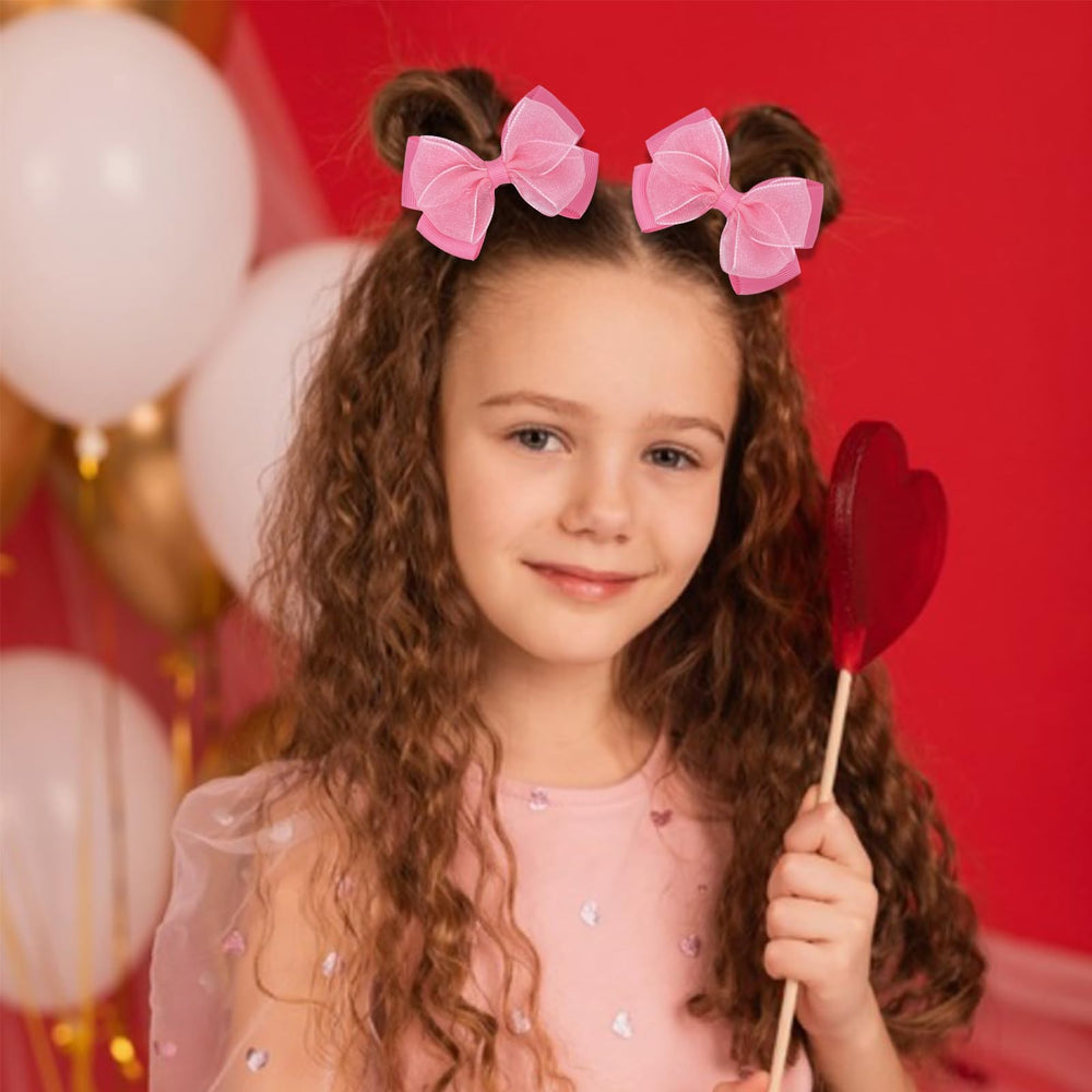 Zolyco Tiny 3-Inch Organza Double Bow Clip for toddlers, enhances daily outfits