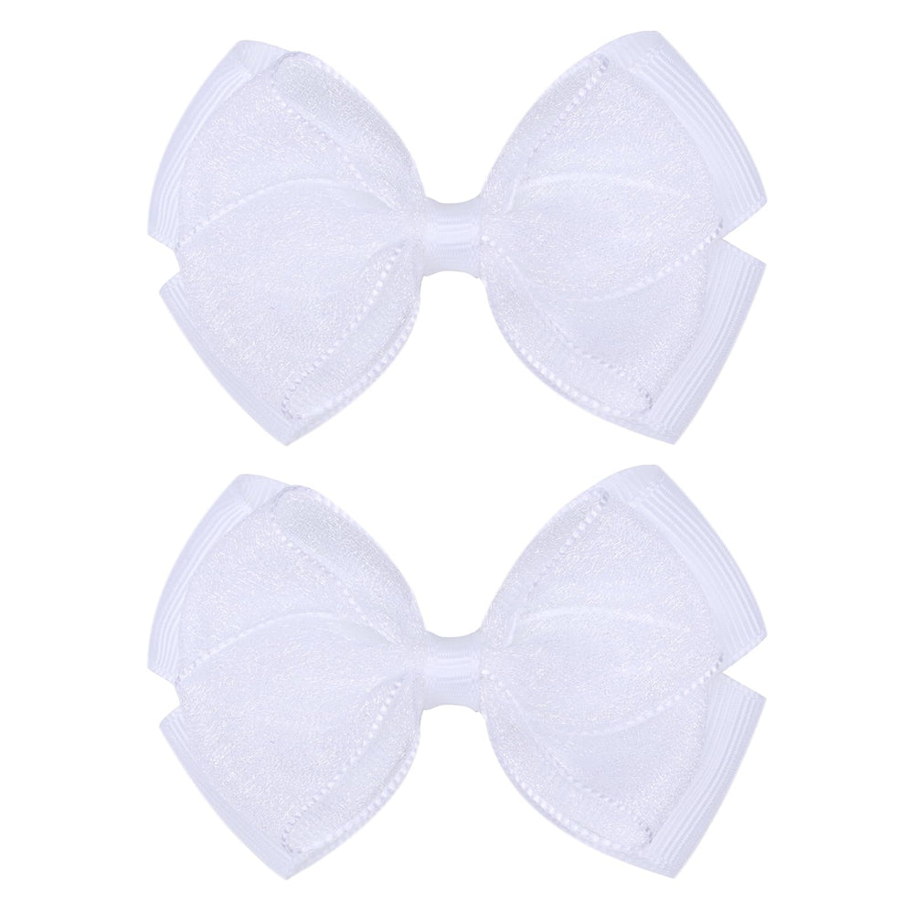Zolyco Tiny 3 Inch Organza Double Hair Bow Clip close-up, soft and secure for delicate hair
