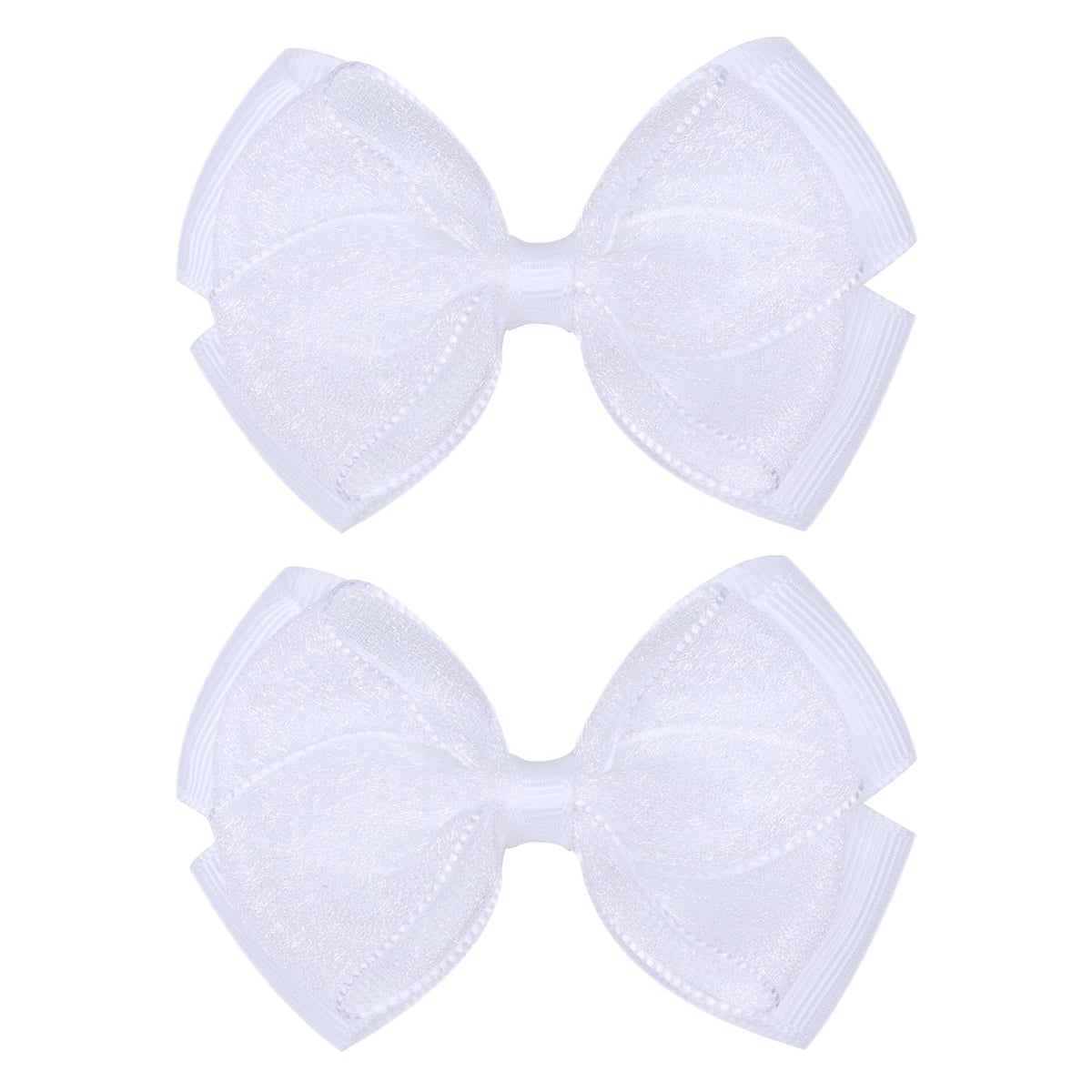 Zolyco Tiny 3 Inch Organza Double Hair Bow Clip close-up, soft and secure for delicate hair