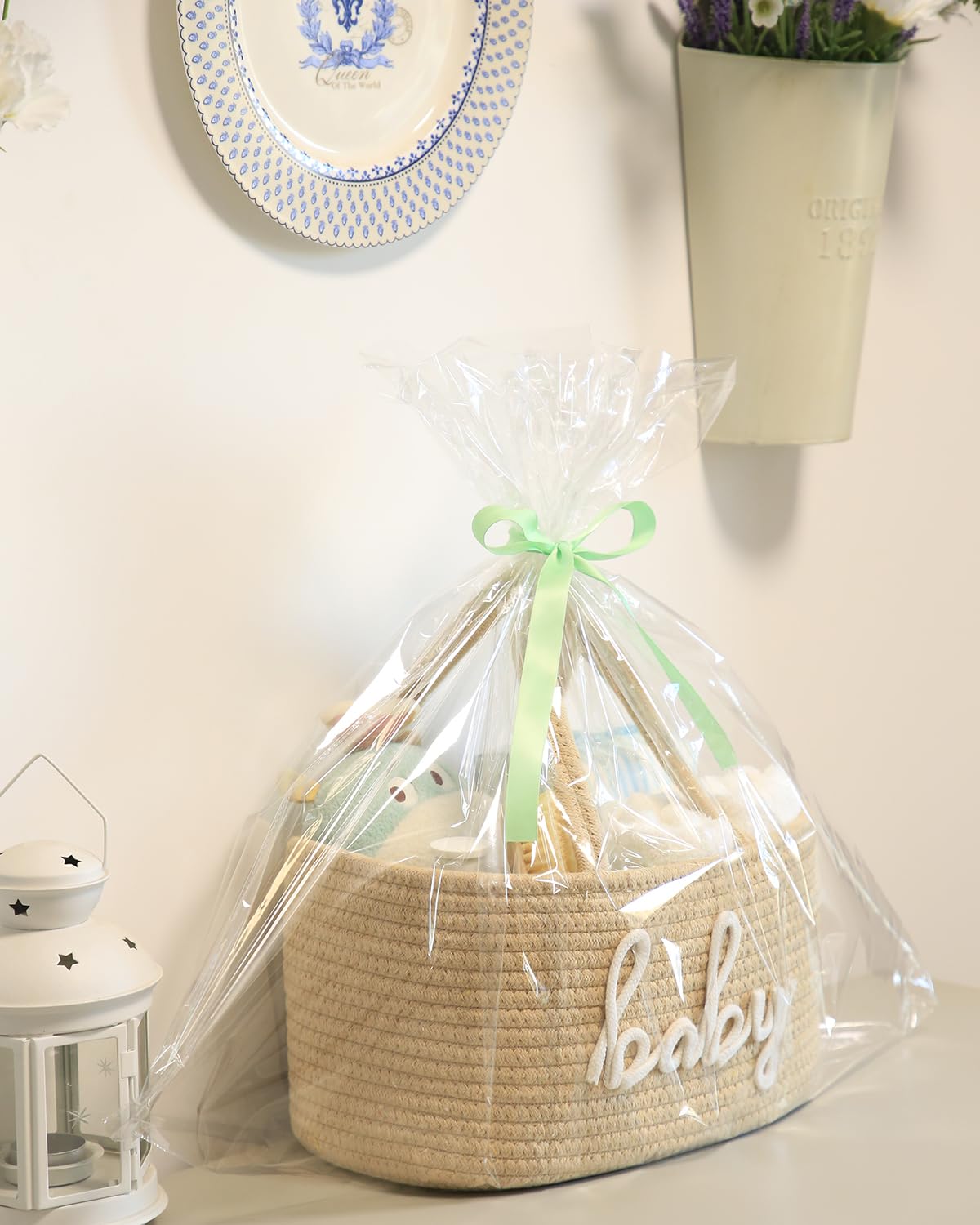 ZOMBATI diaper caddy cotton rope texture highlights soft, baby-safe material for nursery storage.