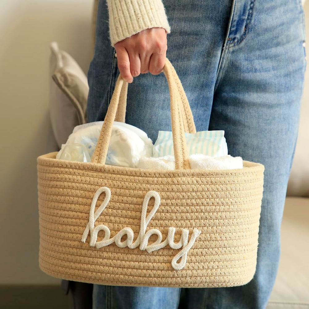 ZOMBATI diaper caddy three compartments organize diapers, wipes, and creams with ease.