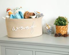 ZOMBATI white cotton rope toy storage bin complements any home decor.