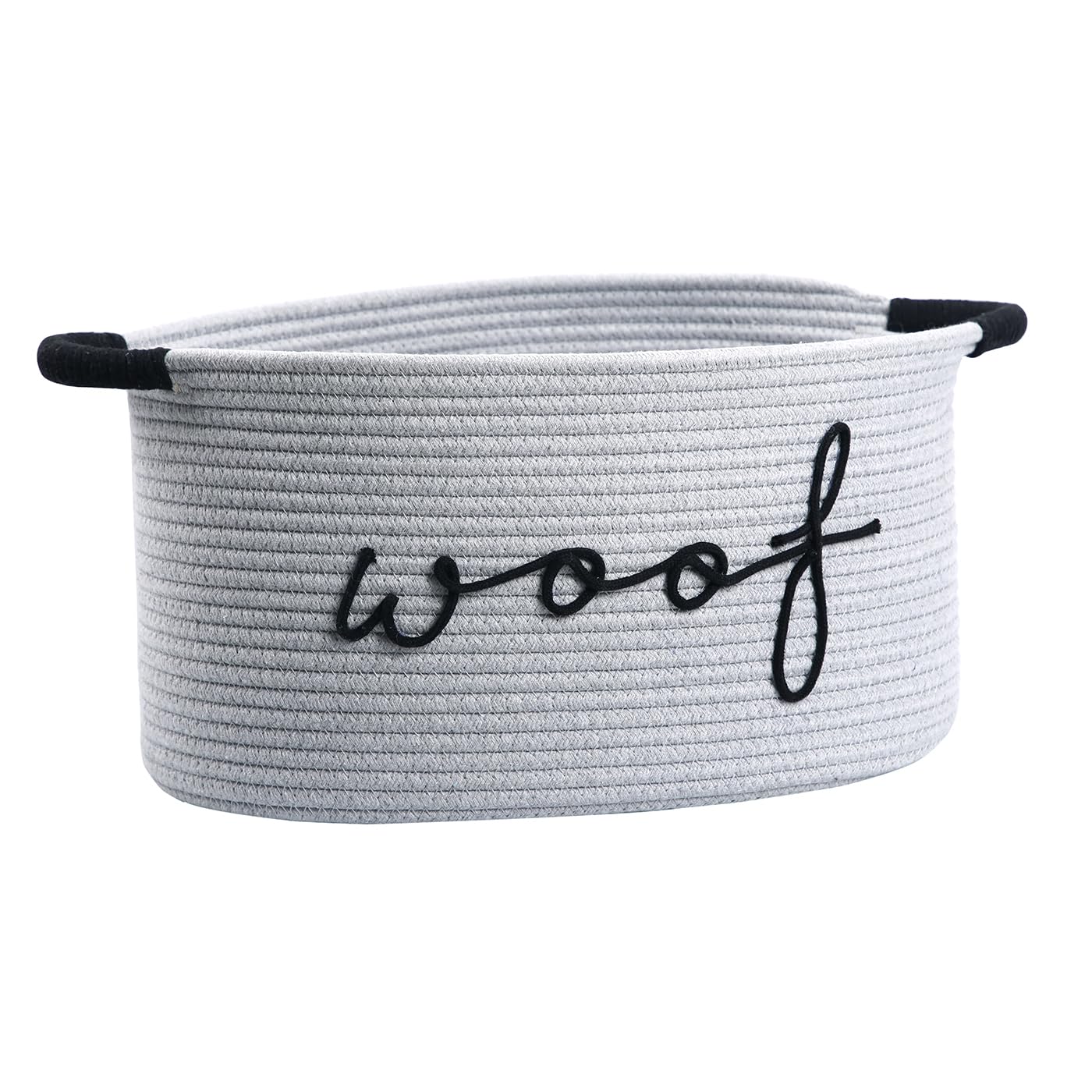 Zombati Woof dog basket close-up shows durable cotton rope for toy storage.