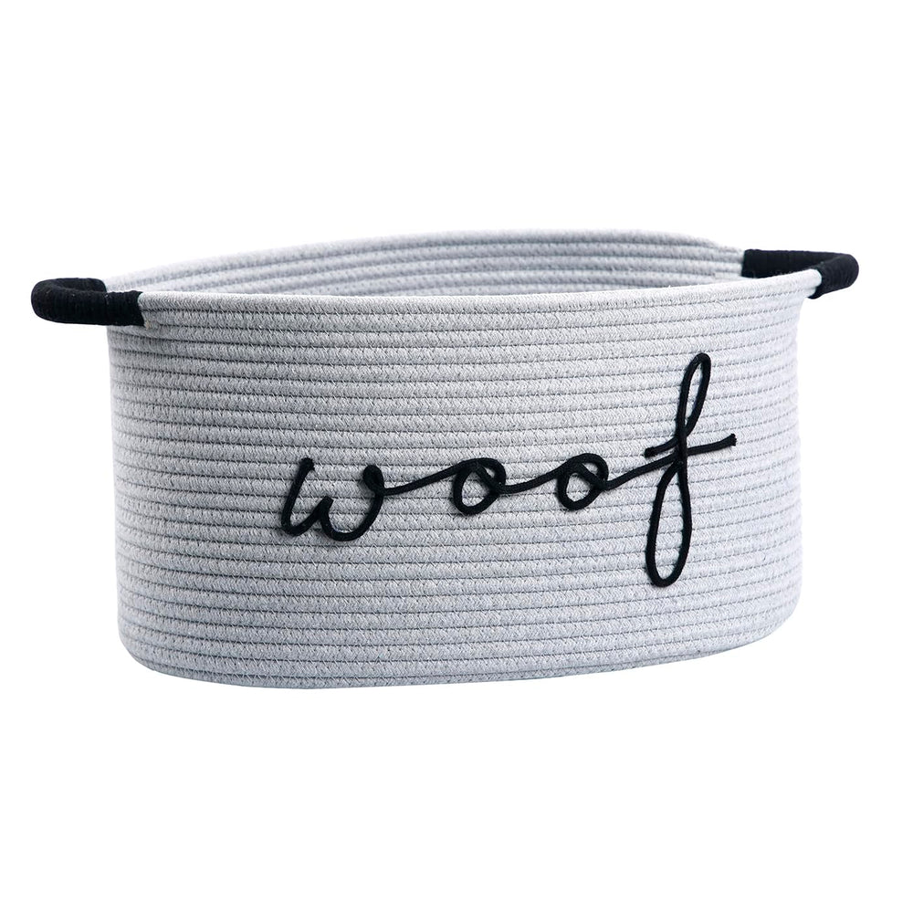 Zombati Woof dog basket close-up shows durable cotton rope for toy storage.