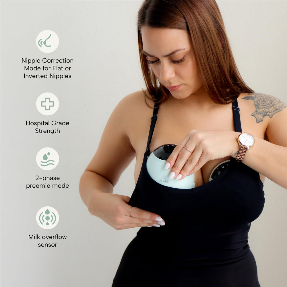 Zomee Fit anti-backflow system helps maintain milk hygiene.