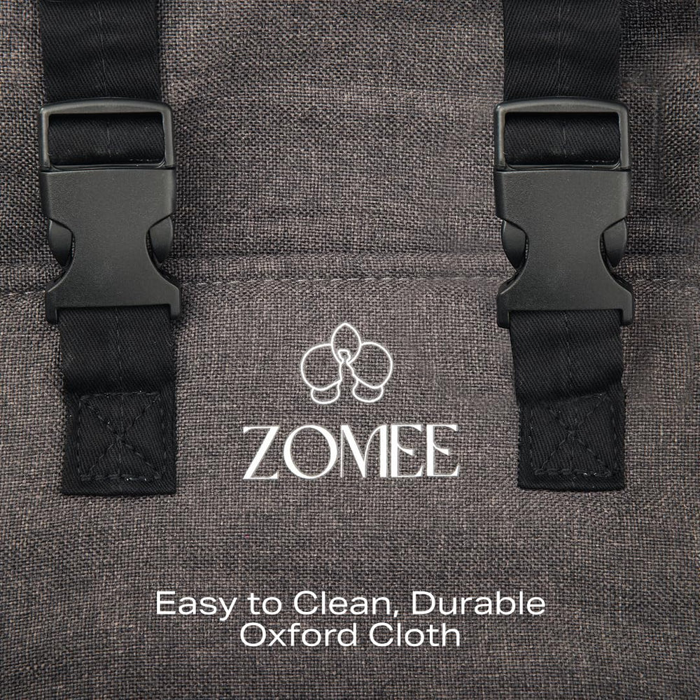 Zomee lightweight highchair strap keeps baby comfy without extra bulk.