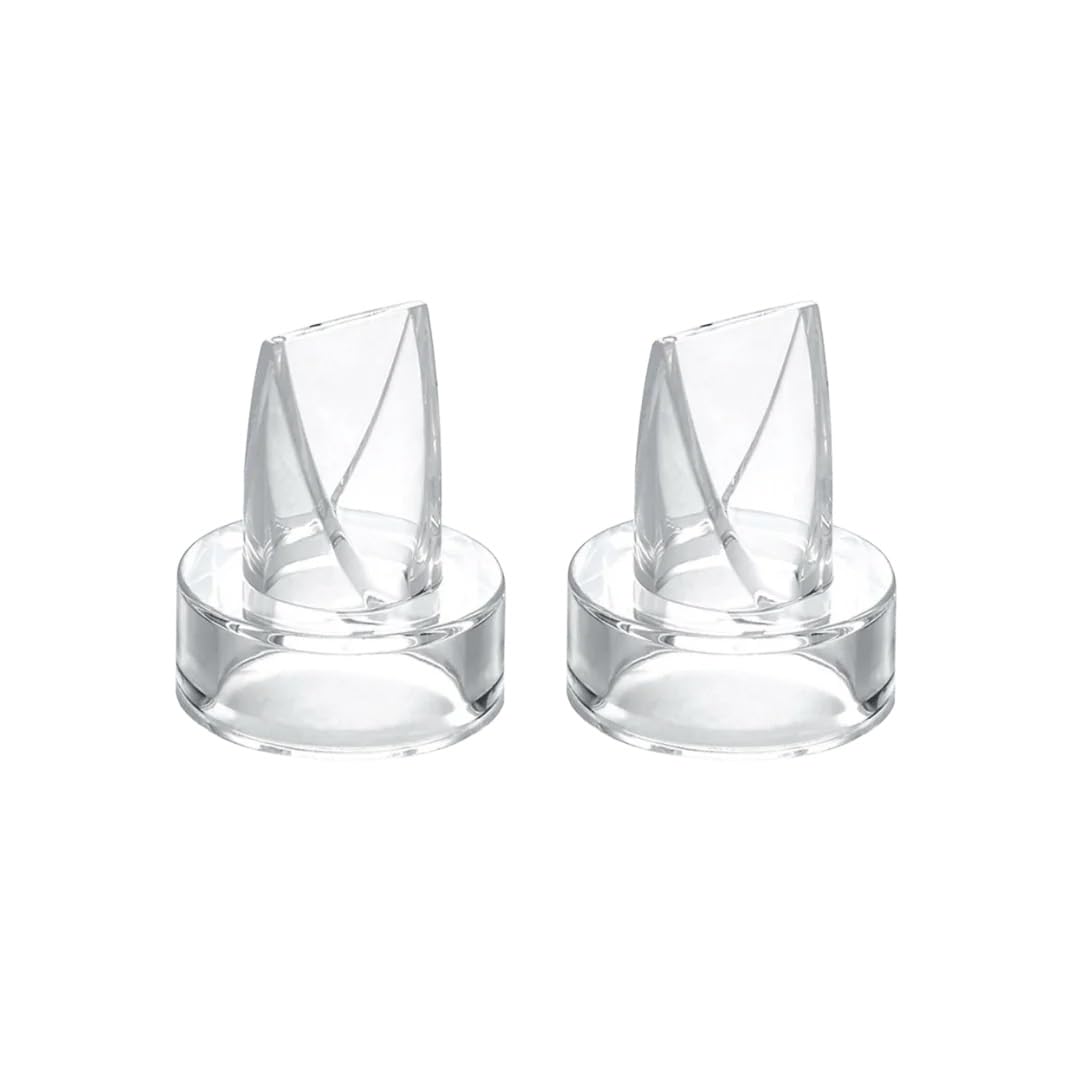 Zomee silicone hands-free duckbill valve set enhances suction for efficient pumping.