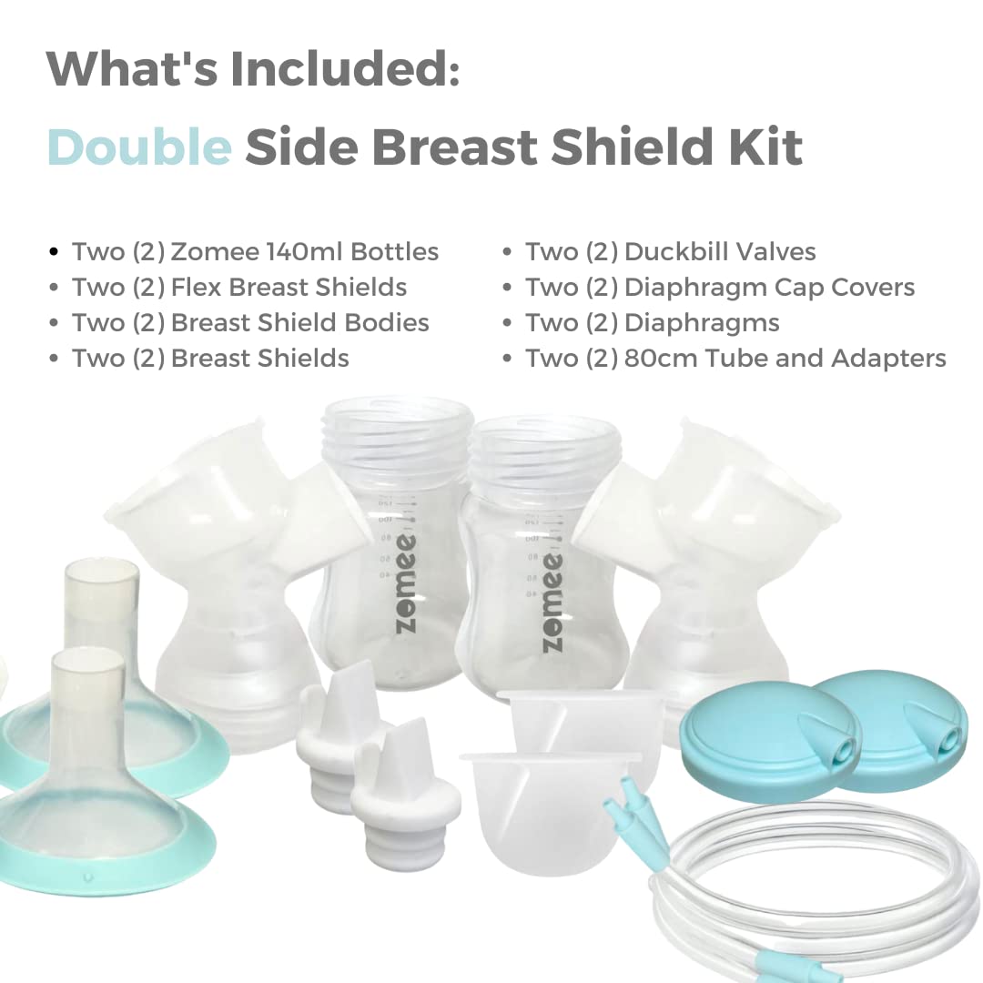 Zomee Z2 24mm flexible breast shields for comfortable, secure fit.