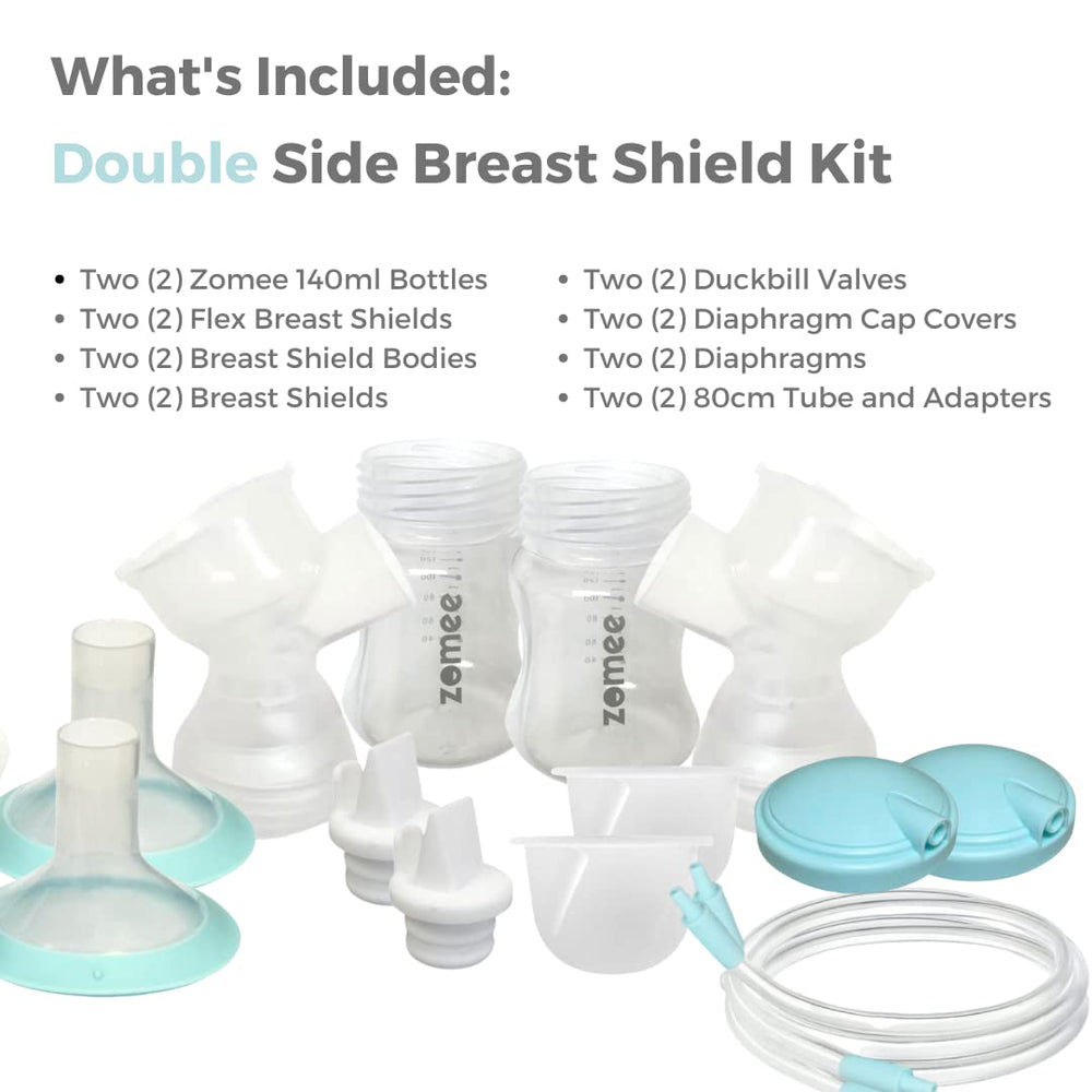 Zomee Z2 24mm flexible breast shields for comfortable, secure fit.